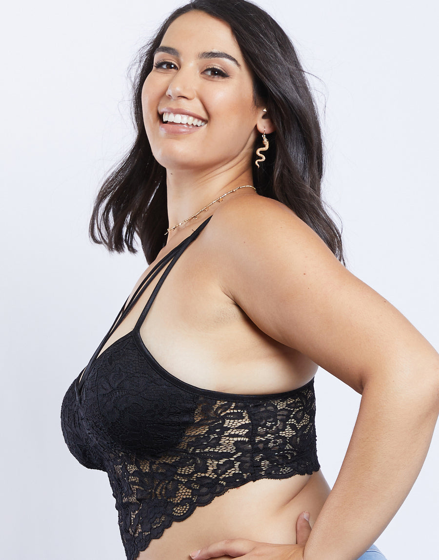 Curve Crossover Lace Bralette Plus Size Intimates -2020AVE