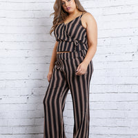 Curve Downtown Feels Striped Pants Plus Size Bottoms -2020AVE