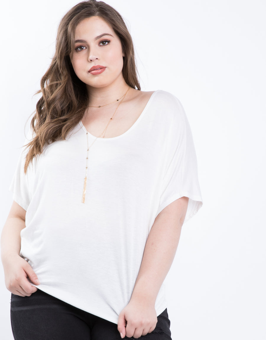 Curve Basic Everyday Top Plus Size Tops White 1XL -2020AVE