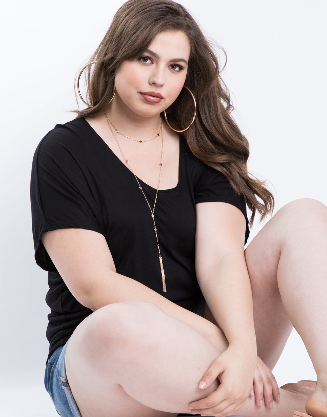 Curve Basic Everyday Top Plus Size Tops Black 1XL -2020AVE
