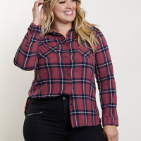 Curve Fall Back Plaid Top Plus Size Tops -2020AVE