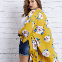 Curve Fall Beauty Floral Cardigan Plus Size Outerwear -2020AVE