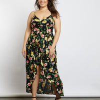 Curve Floral Days Maxi Dress Plus Size Dresses Black 1XL -2020AVE