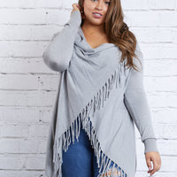 Curve Fringe Draped Sweater Plus Size Tops -2020AVE