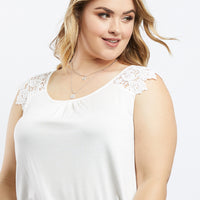 Curve Gillian Lace Sleeve Tee Plus Size Tops -2020AVE