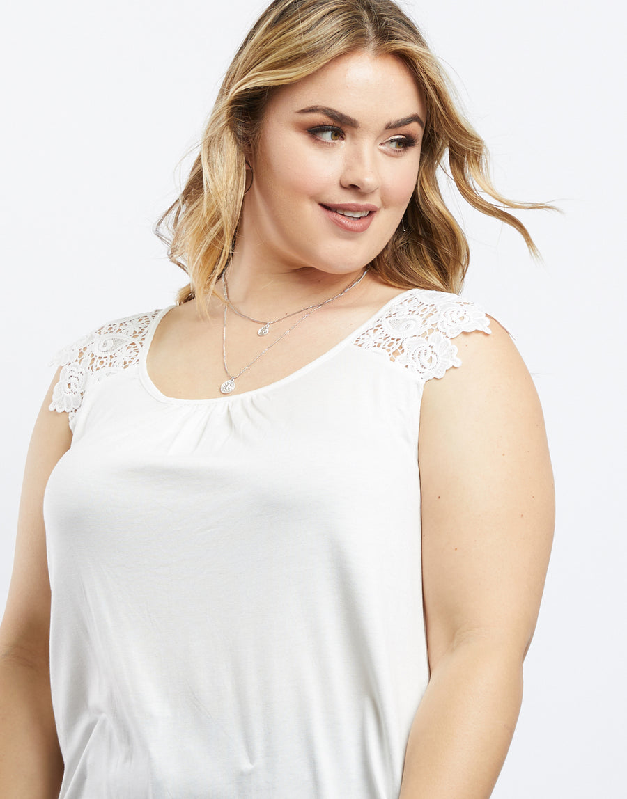 Curve Gillian Lace Sleeve Tee Plus Size Tops -2020AVE