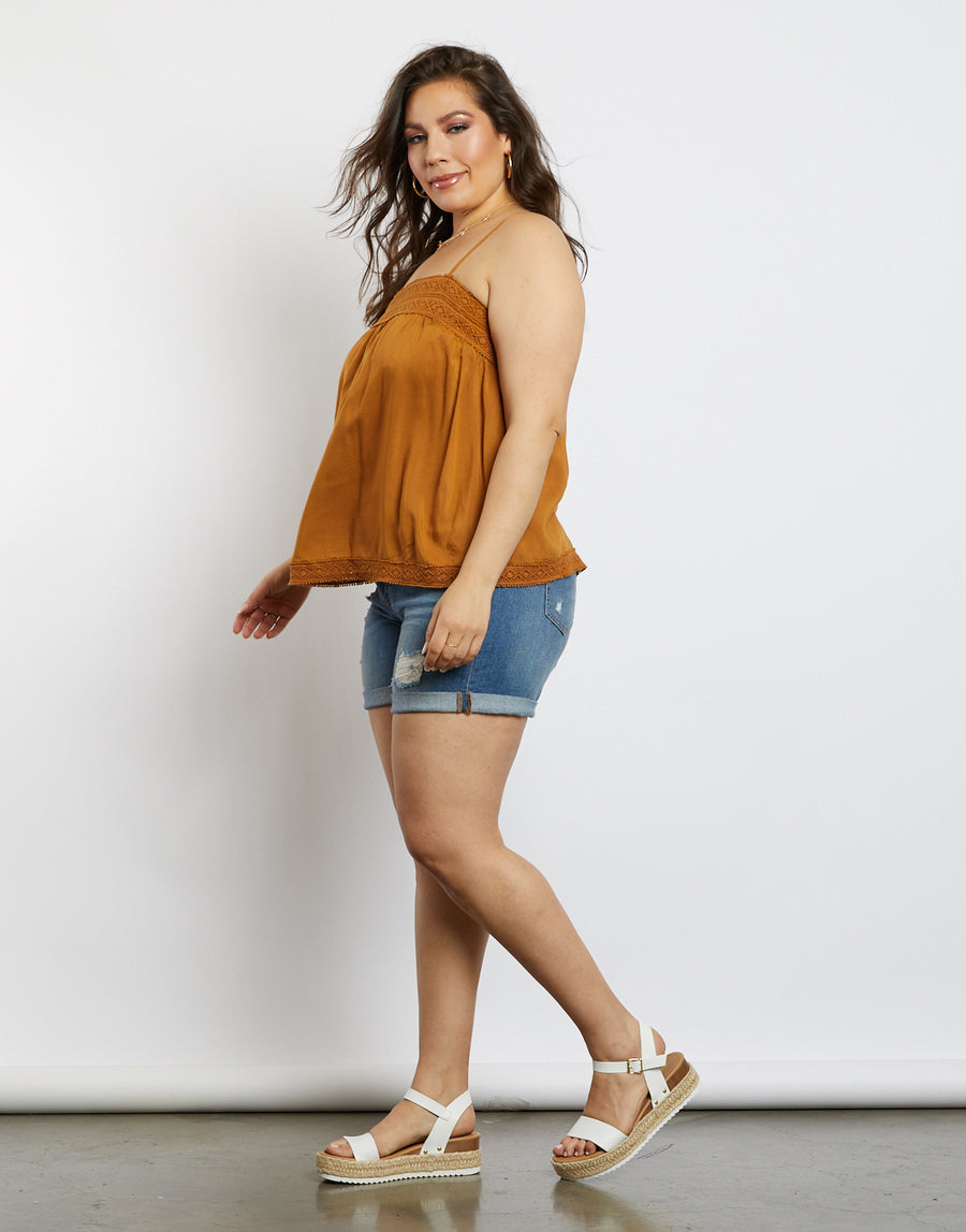 Curve Hailey Embroidered Tank Plus Size Tops -2020AVE