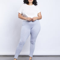 Curve Here And There Leggings Plus Size Bottoms Heather Gray 1XL -2020AVE