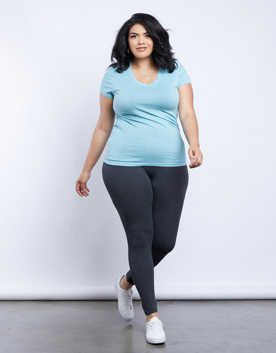 Curve Here And There Leggings Plus Size Bottoms Charcoal 1XL -2020AVE