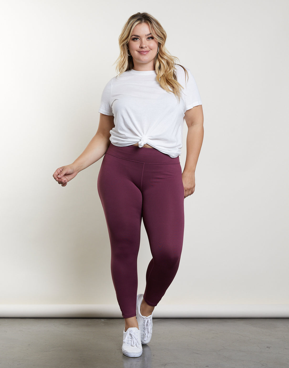 Curve In The Zone Leggings Plus Size Bottoms Burgundy XL -2020AVE