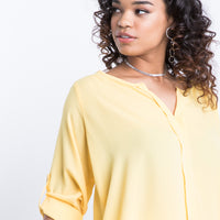 Curve Jasmine Flowy Blouse Plus Size Tops Yellow 1XL -2020AVE