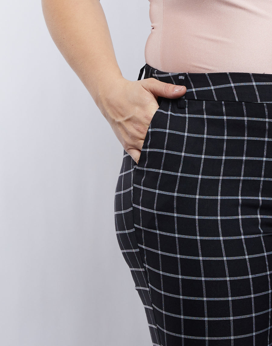 Curve Jessie Grid Pants Plus Size Bottoms -2020AVE