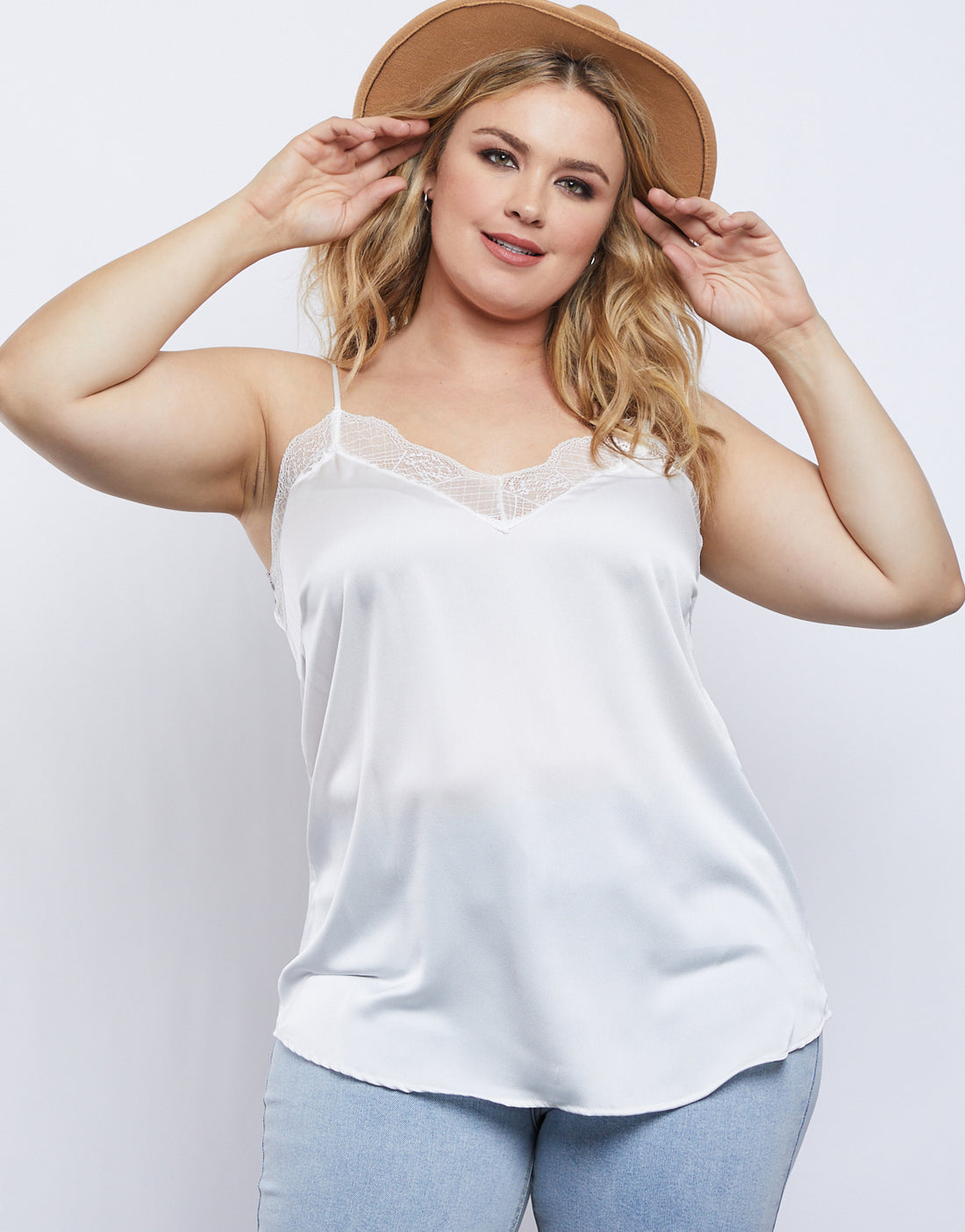 Plus Size Lace Trim Tank