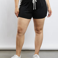 Curve Lacy Striped Sporty Shorts Plus Size Bottoms -2020AVE