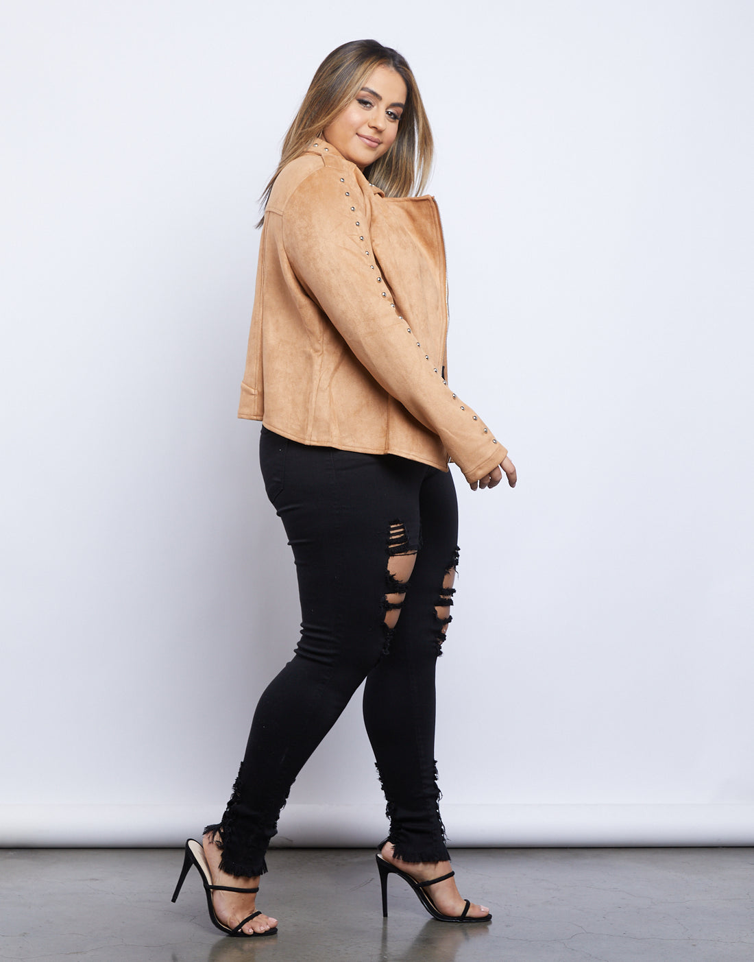 Curve Layla Suede Jacket Plus Size Outerwear -2020AVE