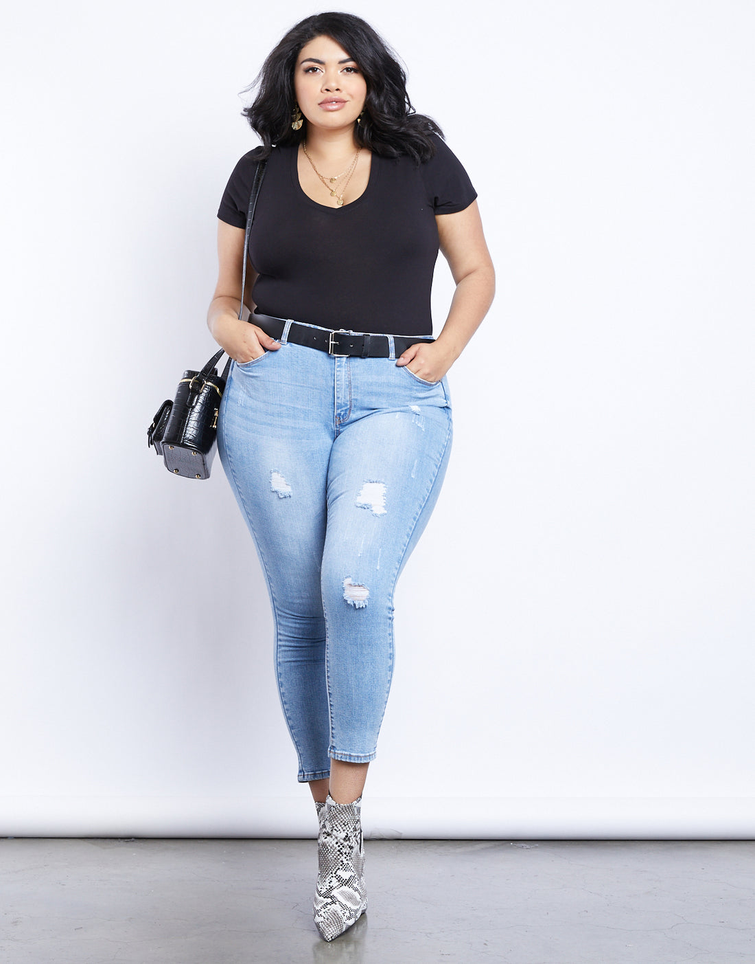 Curve Light And Easy Distressed Jeans Plus Size Bottoms Light Blue 14 -2020AVE
