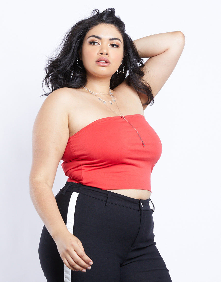 Curve Mia Tube Top Plus Size Tops Red XL -2020AVE