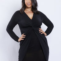 Curve Mia Twist Dress Plus Size Dresses Black 1XL -2020AVE