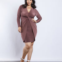 Curve Mia Twist Dress Plus Size Dresses Plum 1XL -2020AVE