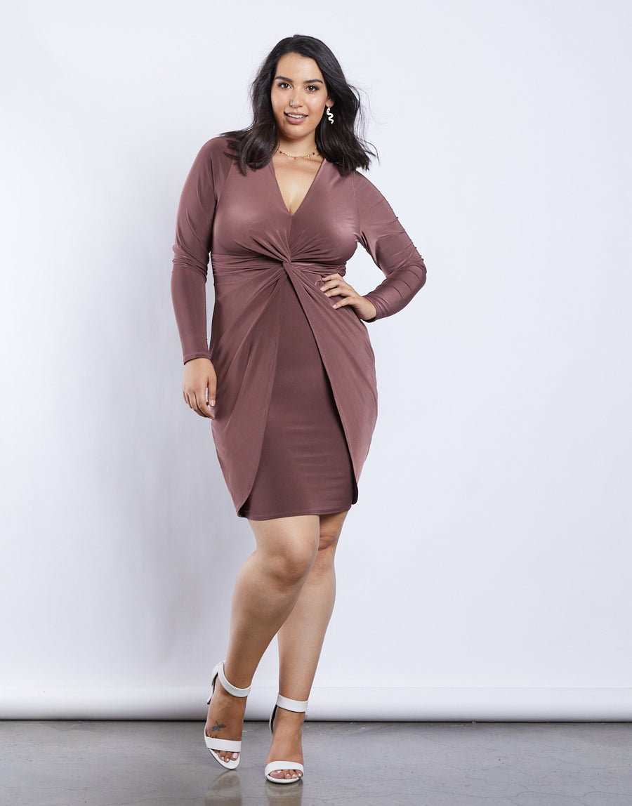 Curve Mia Twist Dress Plus Size Dresses Plum 1XL -2020AVE