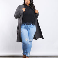 Curve Monica Knit Cardigan Plus Size Outerwear Charcoal 1XL -2020AVE
