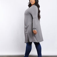 Curve Monica Knit Cardigan Plus Size Outerwear Medium Gray 1XL -2020AVE