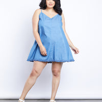 Curve Olivia Blue Chambray Dress Plus Size Dresses Blue 1XL -2020AVE
