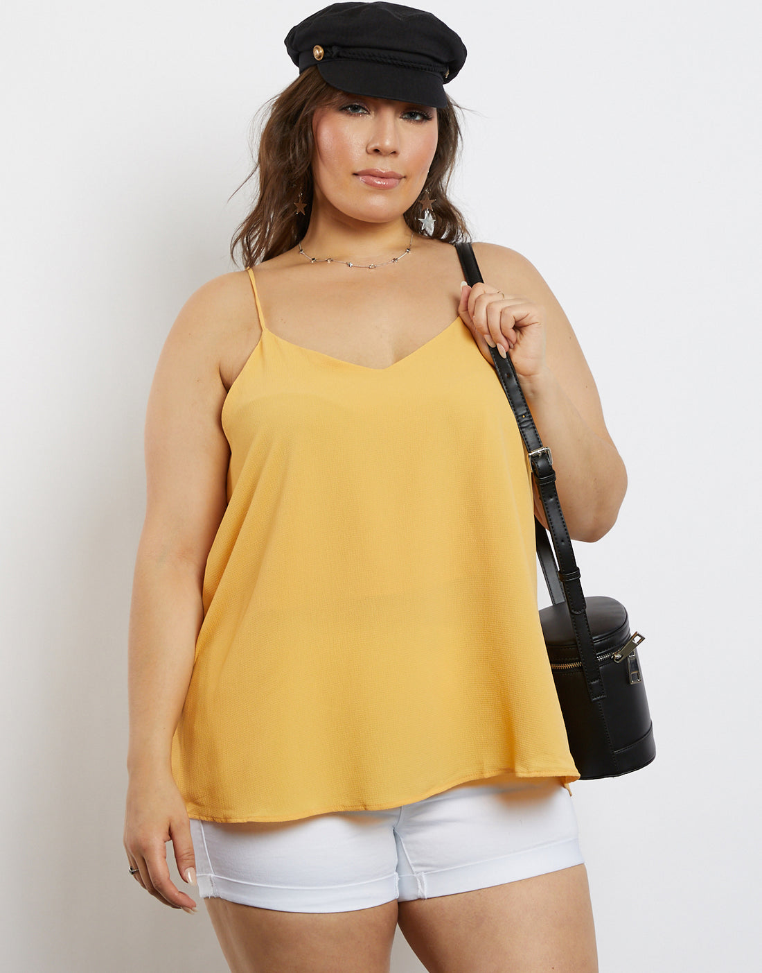 Curve On My Way Tank Top Plus Size Tops Yellow XL -2020AVE