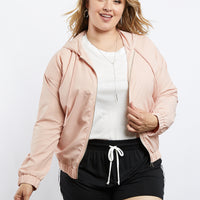 Curve On the Way Windbreaker Jacket Plus Size Outerwear Blush 1XL -2020AVE