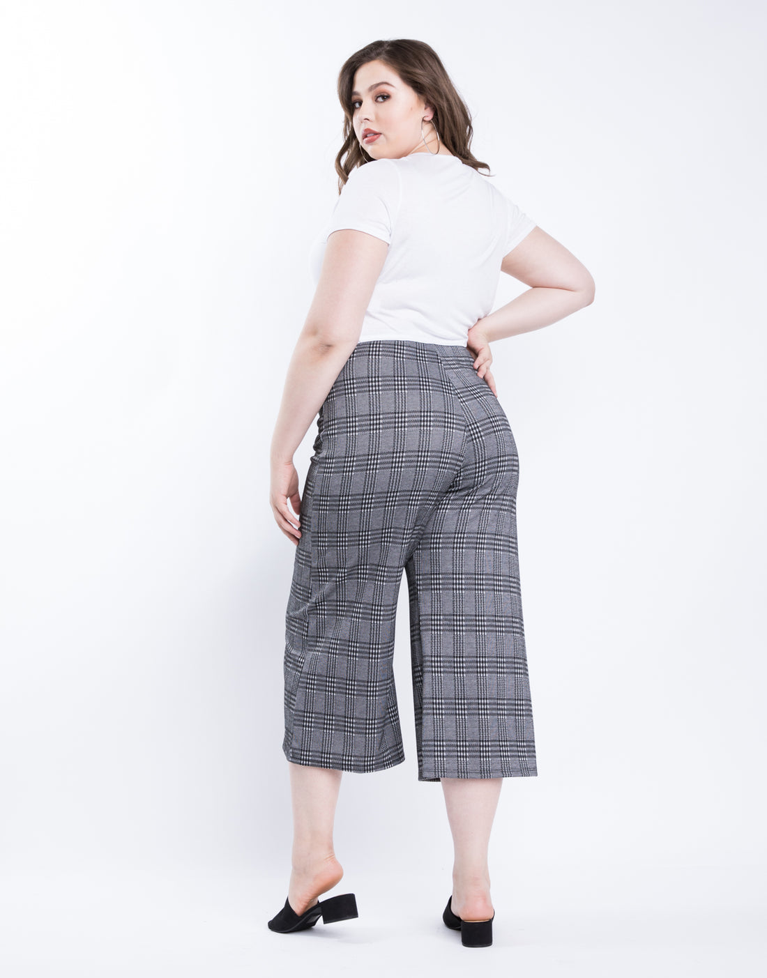 Curve Plaid Cropped Pants Plus Size Bottoms -2020AVE