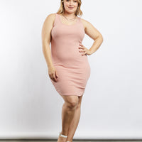 Curve Rachel Strappy Bodycon Dress Plus Size Dresses Blush 1XL -2020AVE