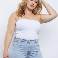 Curve Remi Tube Top Plus Size Tops White 1XL -2020AVE