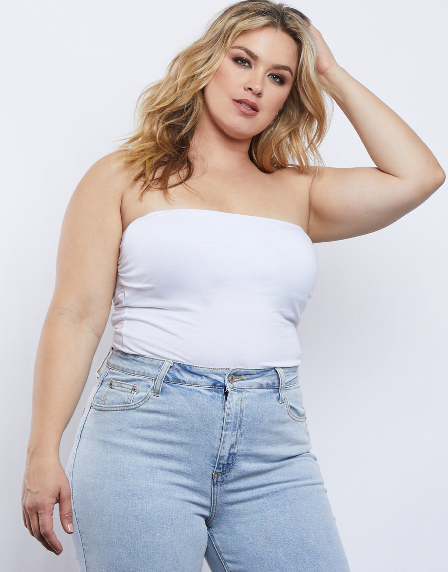 Curve Remi Tube Top Plus Size Tops White 1XL -2020AVE