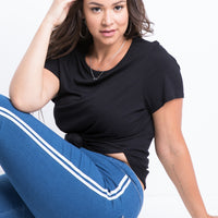 Curve Ribbed Side Slit Top Plus Size Tops -2020AVE