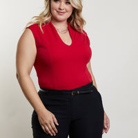 Curve Ruby Sleeveless Bodysuit Plus Size Tops Red 1XL -2020AVE