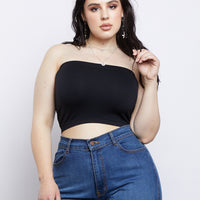 Curve Sadie Bandeau Tube Top Plus Size Tops Black One Size -2020AVE