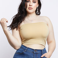 Curve Sadie Bandeau Tube Top Plus Size Tops Nude One Size -2020AVE