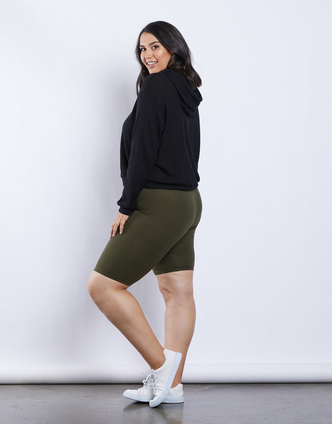 Curve Sarah Waffle Knit Hoodie Plus Size Tops -2020AVE