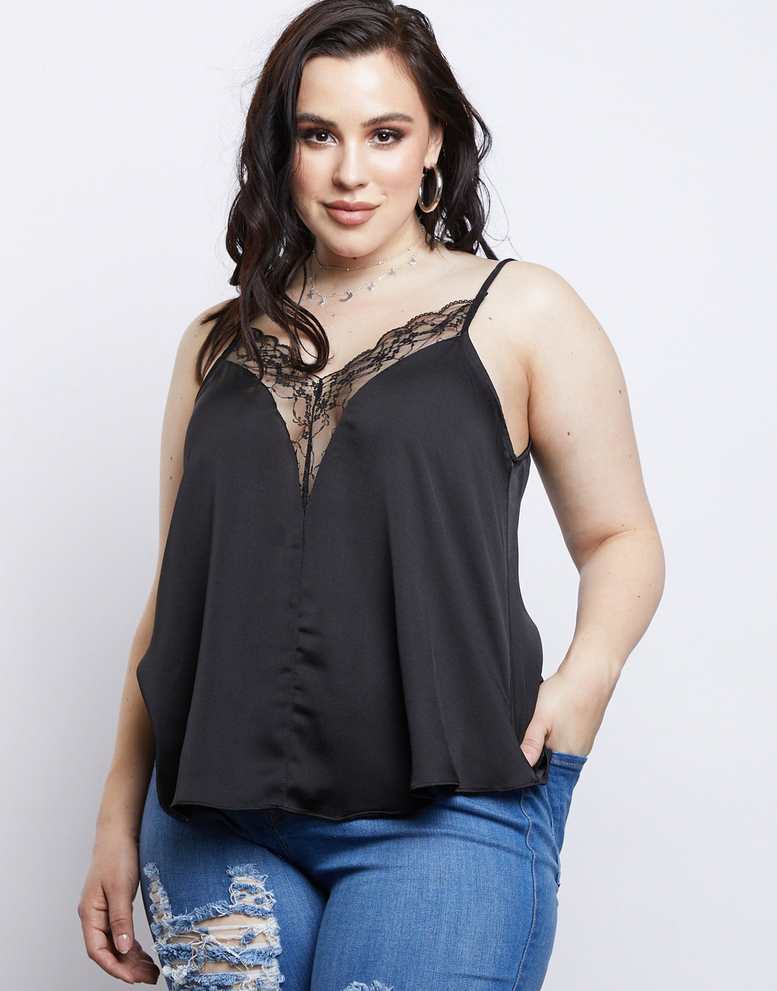 Curve Sleepless Nights Cami Plus Size Tops Black 1XL -2020AVE