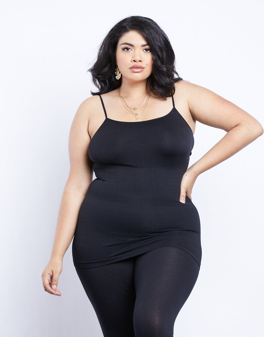 Curve Spandex Shaper Cami Plus Size Intimates Black Plus Size One Size -2020AVE