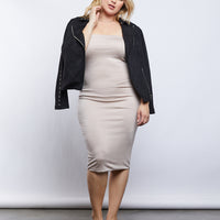 Curve Strapless Bodycon Dress Plus Size Dresses Khaki 1XL -2020AVE