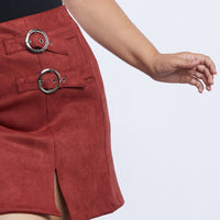 Curve Suede Buckle Skirt Plus Size Bottoms -2020AVE