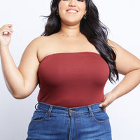 Curve Summer Tube Top Plus Size Tops Brick 1XL -2020AVE