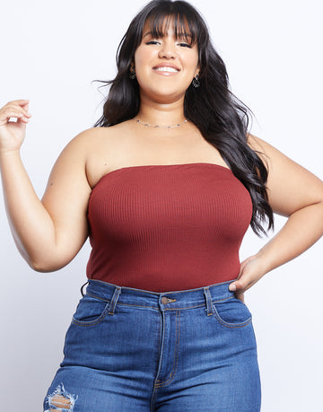 Curve Summer Tube Top Plus Size Tops Brick 1XL -2020AVE