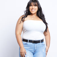 Curve Summer Tube Top Plus Size Tops White 1XL -2020AVE