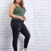 Curve Take It Easy Tank Plus Size Tops Olive 1XL -2020AVE