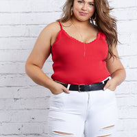 Curve Take It Easy Tank Plus Size Tops Red 1XL -2020AVE