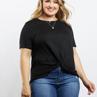 Curve Twisted Tee Plus Size Tops Black 1XL -2020AVE