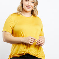 Curve Twisted Tee Plus Size Tops Mustard 1XL -2020AVE