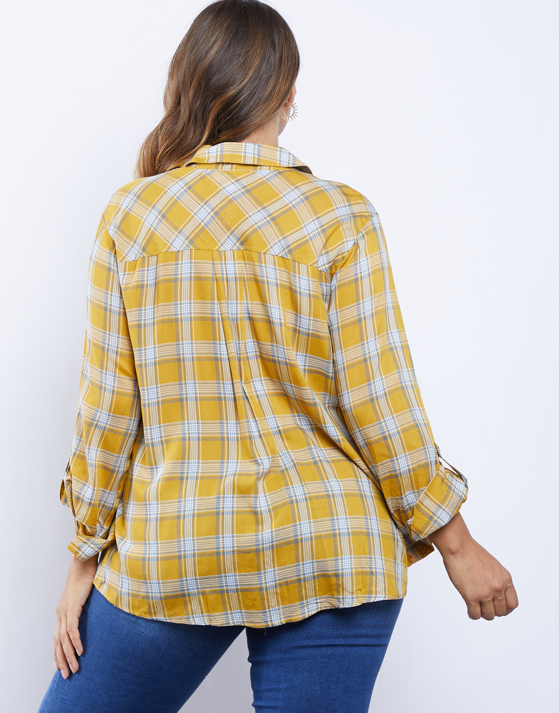 Curve Western Touch Plaid Shirt Plus Size Tops -2020AVE